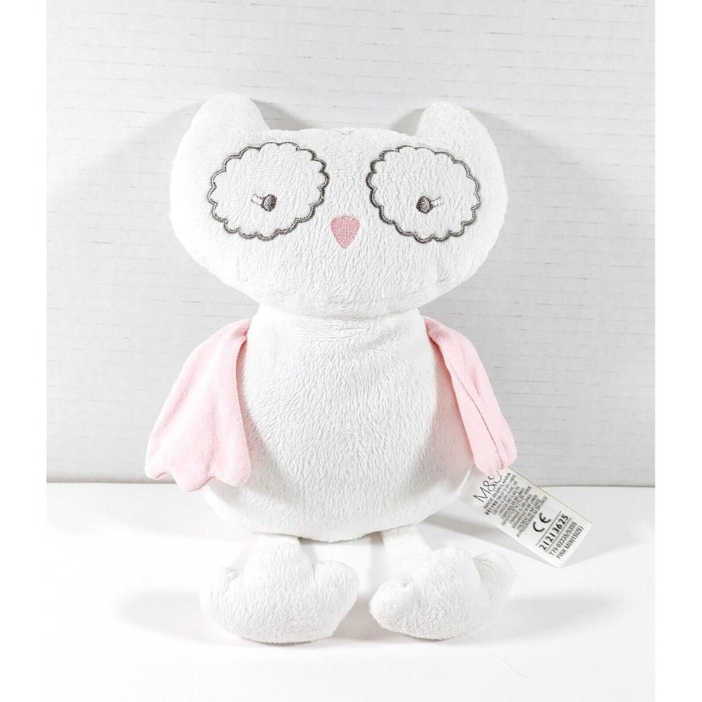 Marks And Spencer White Owl Baby Comforter Toy M&S Pink  Plush Dodou Doll